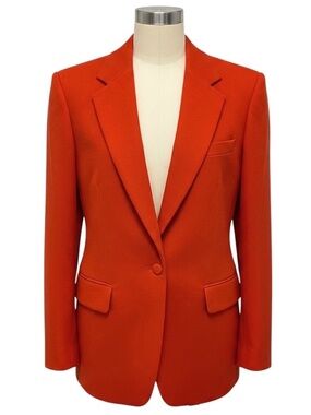 DRIES VAN NOTEN RUST ONE BUTTON WOOL TWEED BLAZER JACKET